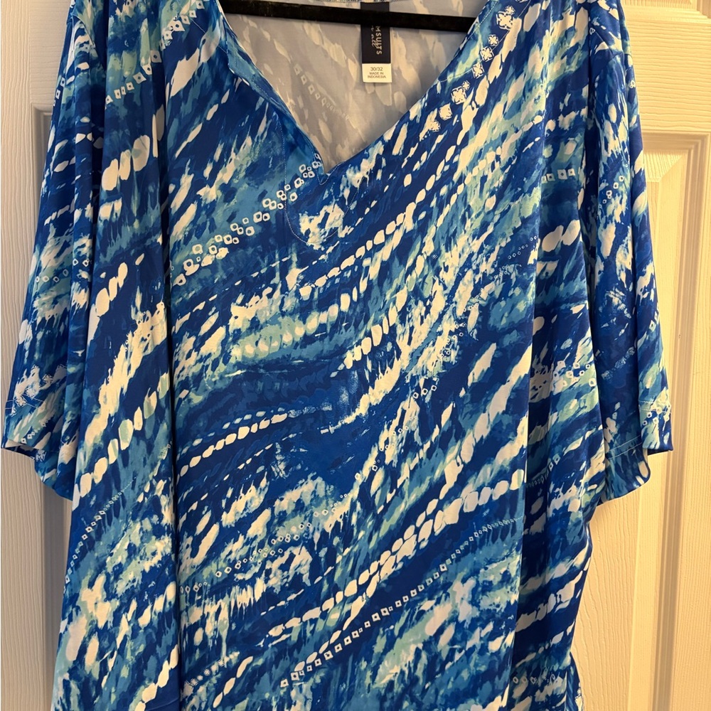 Swimsuits For All Blue and White Swim Cover-Up